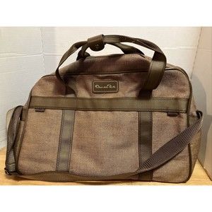 Oscar de La Renta Vintage Brown Tweed Overnight Travel Bag Carry-On